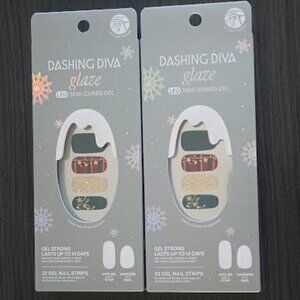 DASHING DIVA GLAZE LED SEMI CURED GEL NAIL STRIPS VICTORIAN PLAID 32 COUNT-2